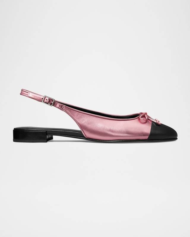 Bicolor Cap-Toe Slingback Flats